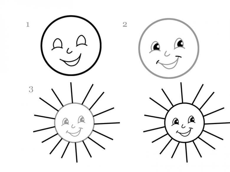 Картинки солнце карандашом для срисовки фото