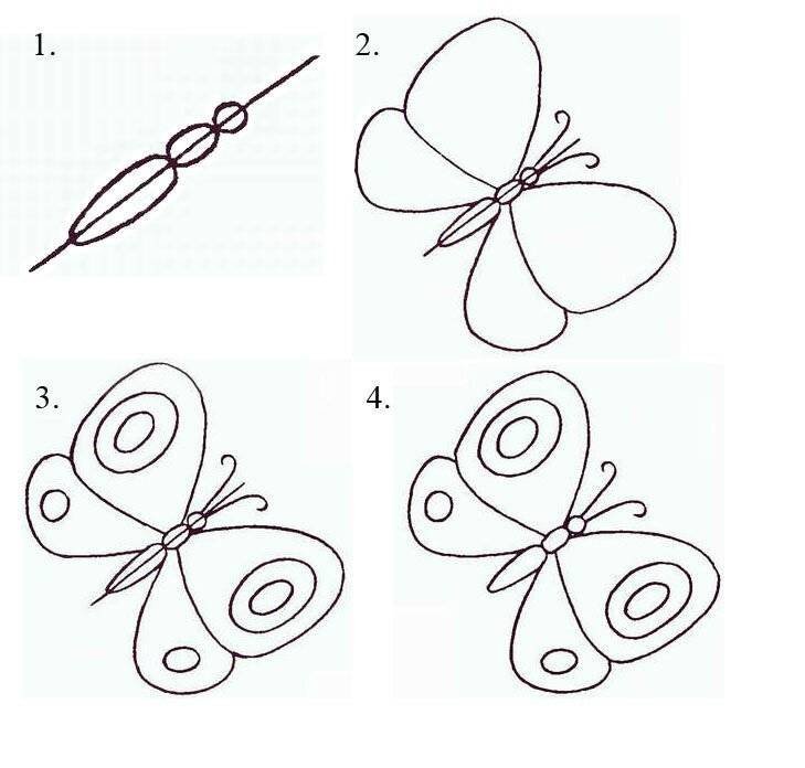Бабочки рисунки простым карандашом для фото
