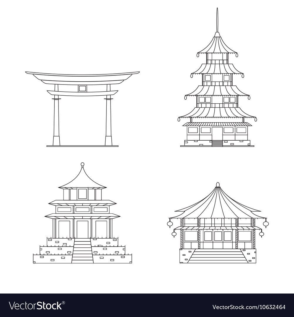 Китайская пагода рисунок карандашом фото