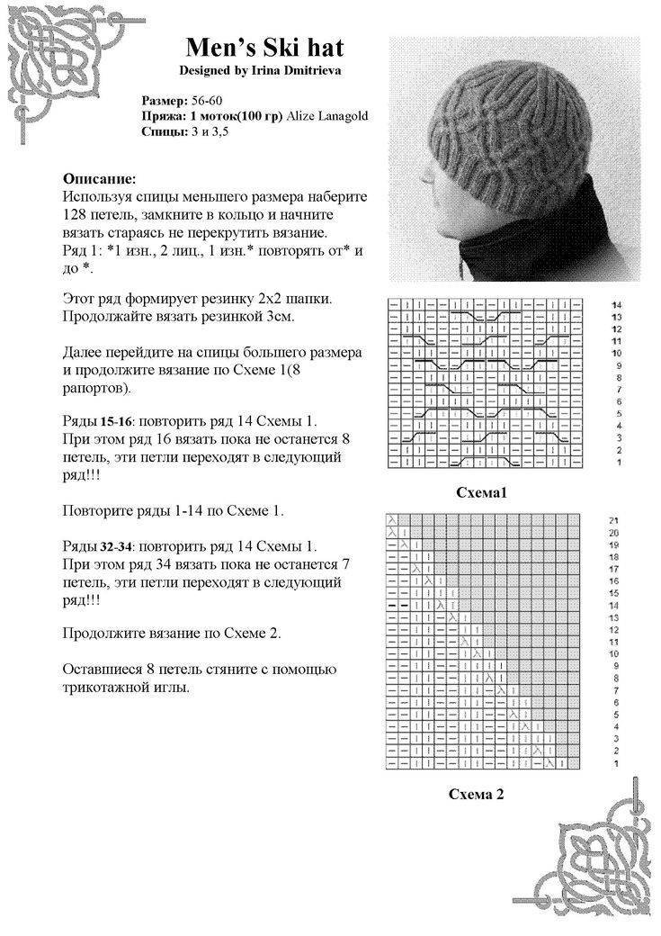 Красивый рисунок для вязаной шапки спицами фото