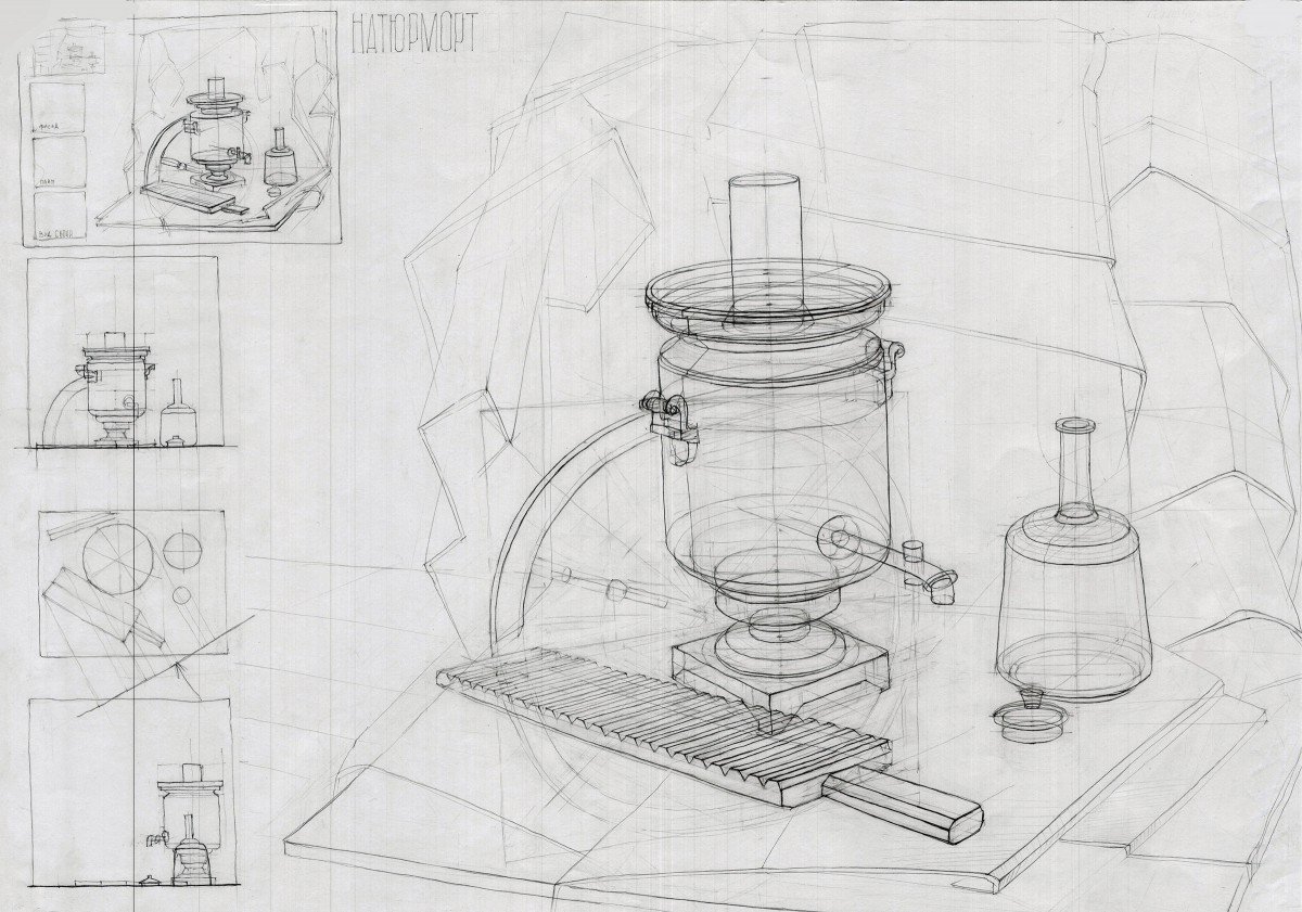 Натюрморт с самоваром рисунок карандашом легко фото