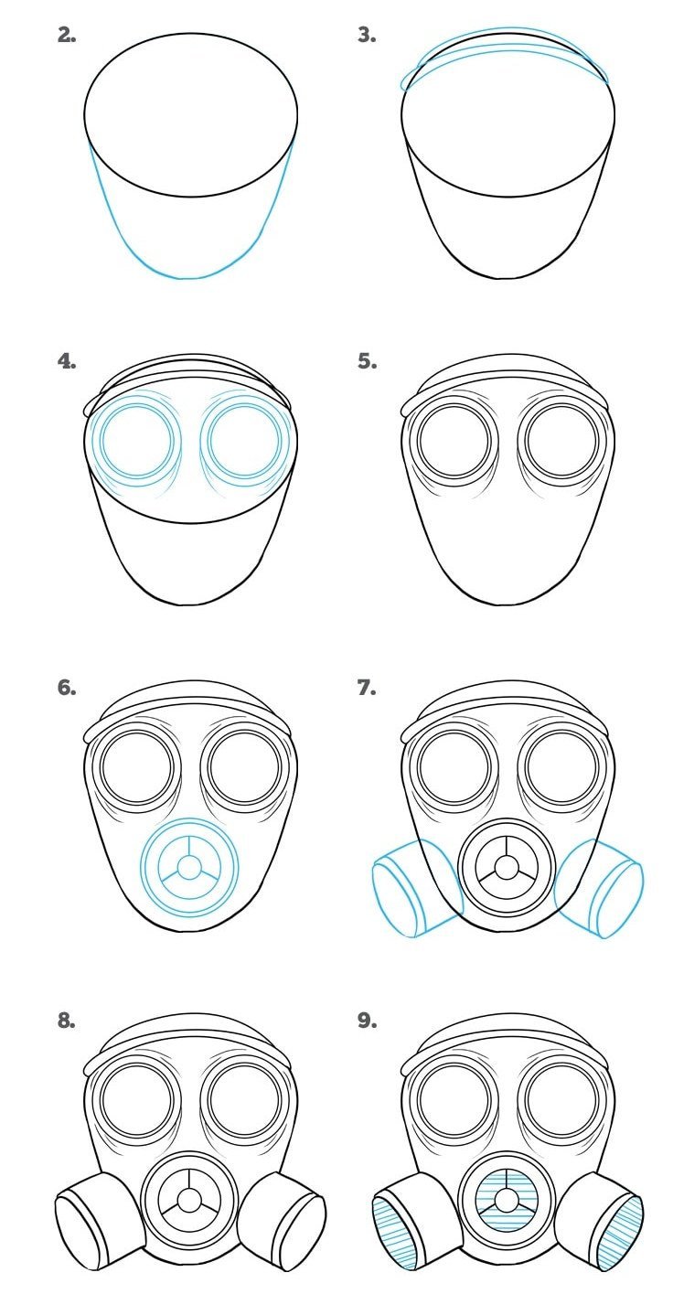 Противогаз рисунки легкие фото