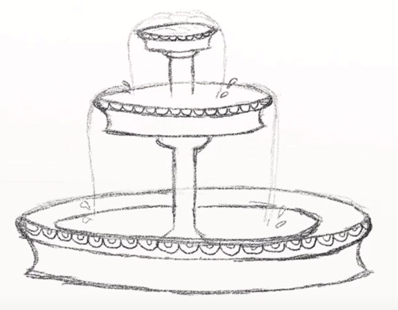 Рисунки фонтан легкие фото