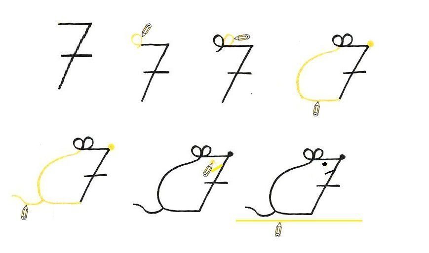 Рисунки легкие из цифр фото