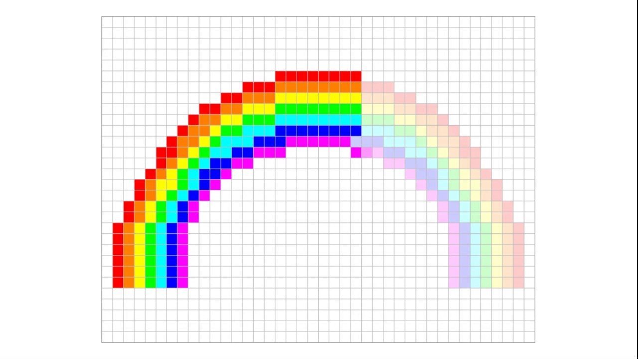 Рисунки по клеточкам радуга фото