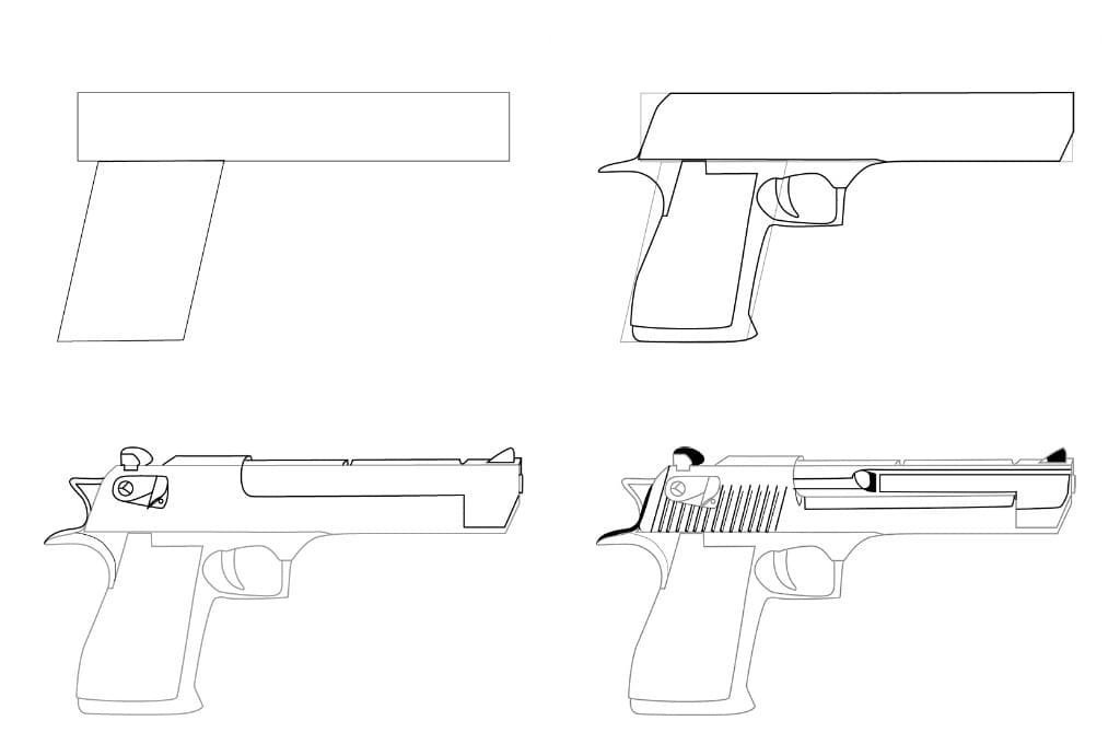 Рисунки простым карандашом оружие фото