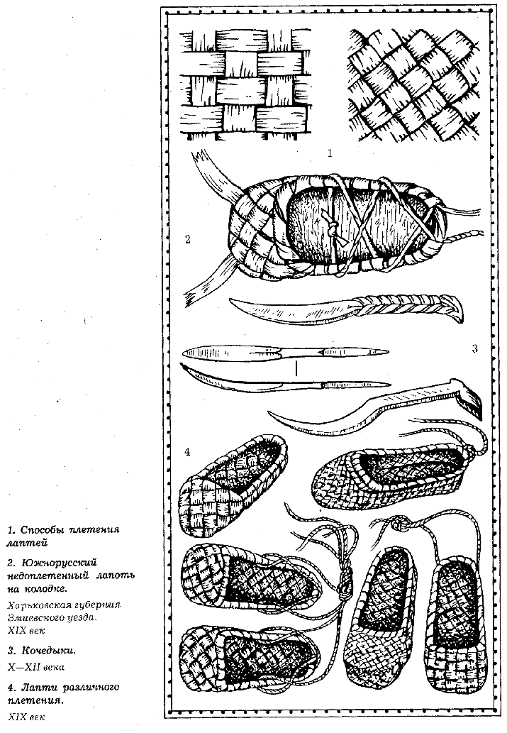 Рисунок лапти черно белый фото