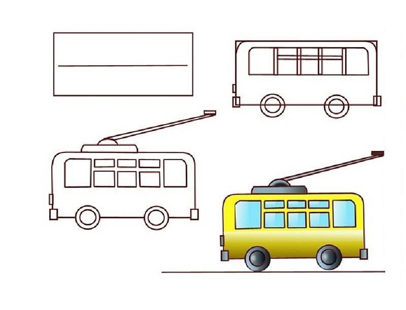 Рисунок трамвая простой фото